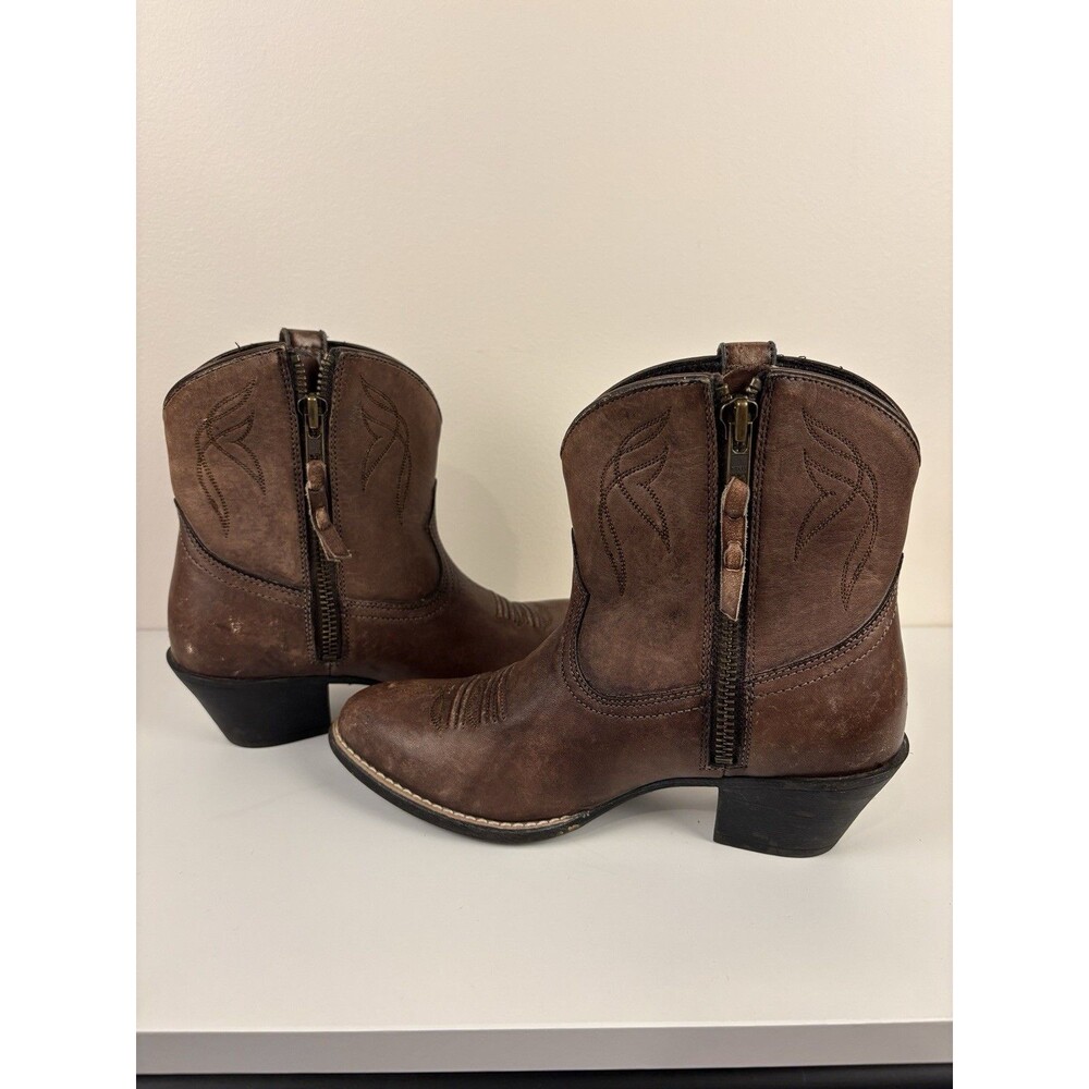 Ariat Women’s Brown Leather Western Ankle Boots Zip US 6.5 EU 37 - Picture 6 of 8
